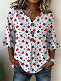 Women's American Flag Print Casual Top