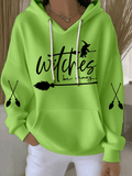 Women's Witch Be Crazy Print Casual Hooded Sweatshirt