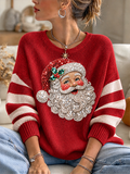 Women's Santa Claus Striped Patchwork Casual Top