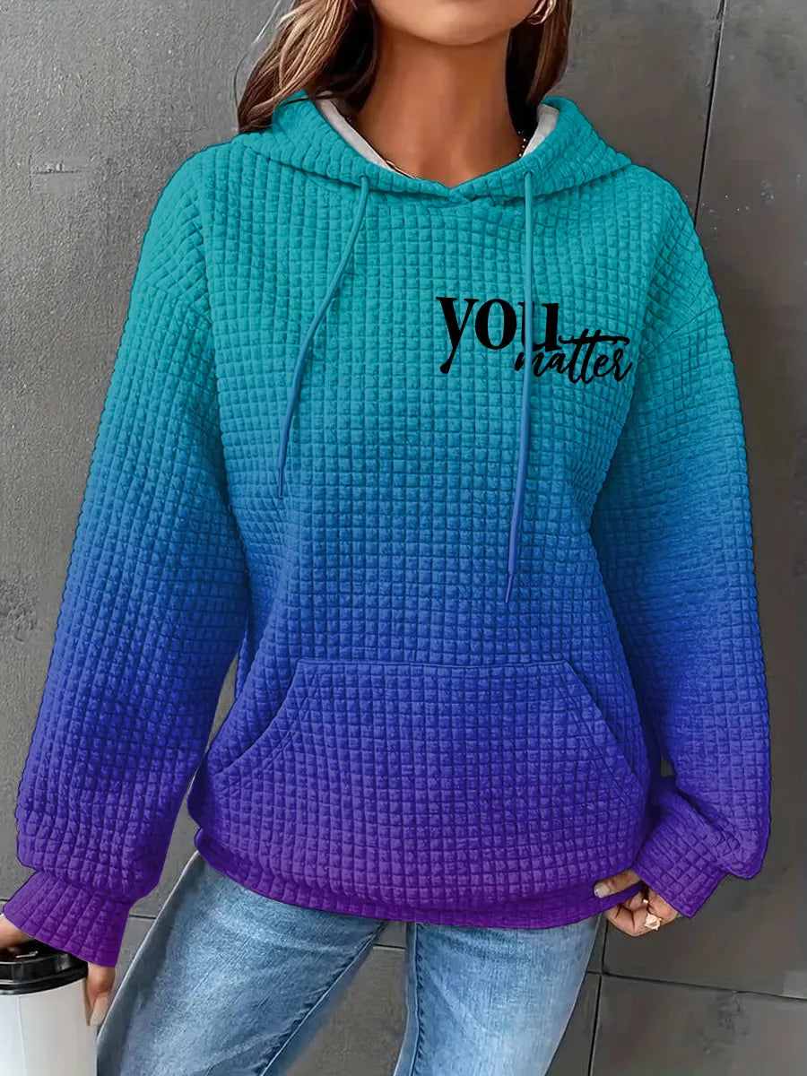 Women's Mental Health Suicide Awareness Month Printed Casual Hoodie