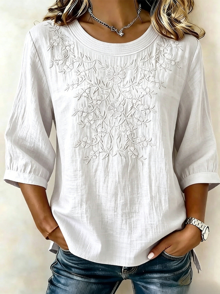 Women's Linen-Cotton Printed Tops
