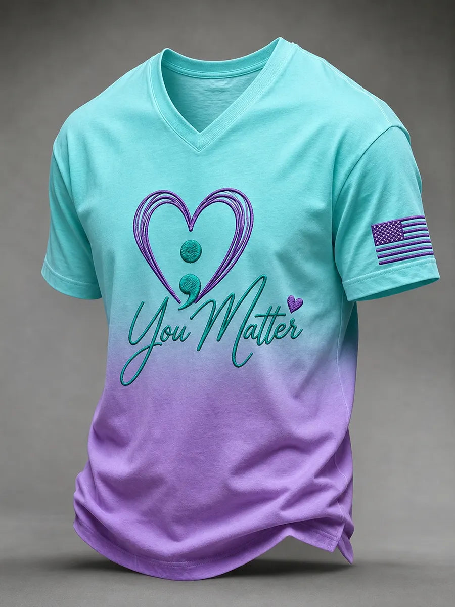 Men's Suicide Prevention Awareness Art Print Casual T-Shirt