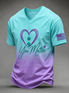 Men's Suicide Prevention Awareness Art Print Casual T-Shirt