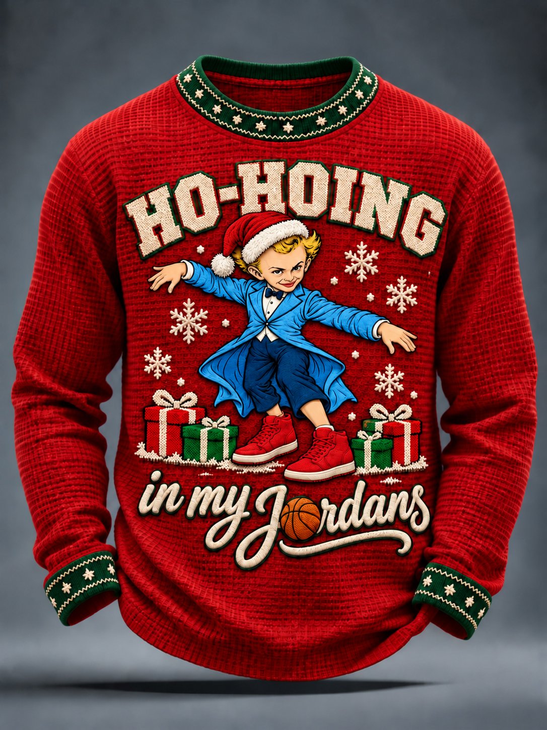 Lässiges Herren-Sweatshirt mit Weihnachtsmotiv und Rundhalsausschnitt