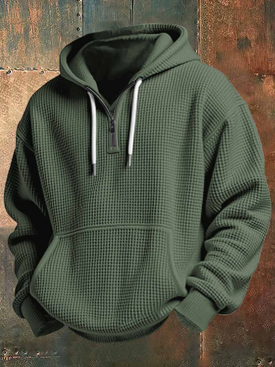 Men's Casual Waffle Belt Hoodie