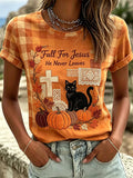 Women'S Cat Printed Casual T-Shirt