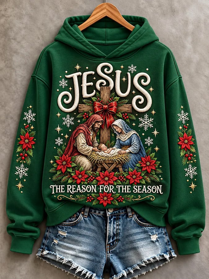 Women's Christmas Letter Print Hoodie