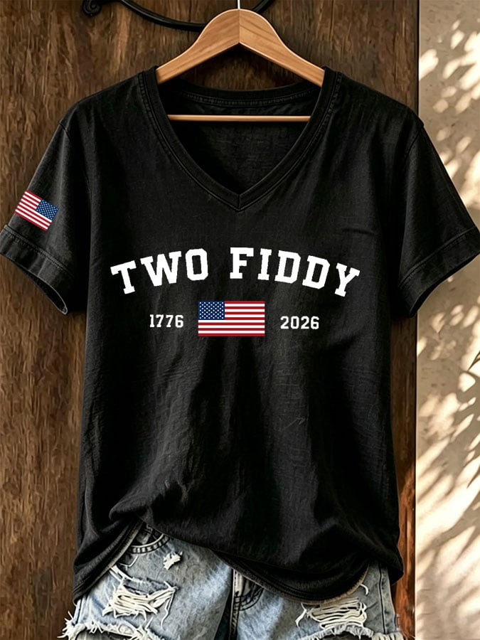 Women's Casual Two Fiddy Print Short-Sleeve T-Shirt