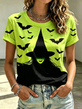 Ladies' Witch Printed Round Neck T-Shirt