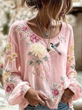 Women'S Floral Art Print  Top
