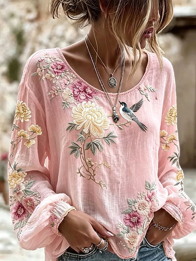Women'S Floral Art Print  Top