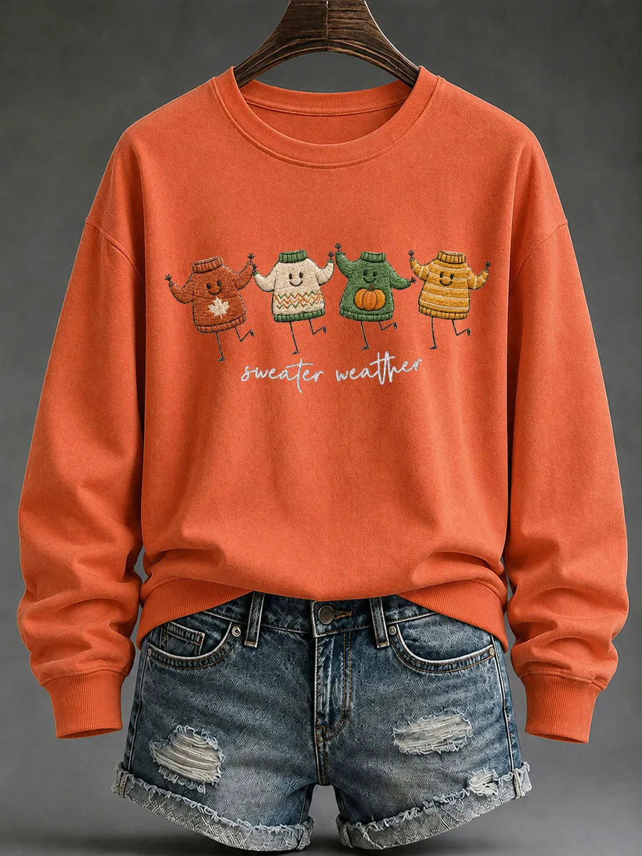 Women's 'Sweater Weather' Printed Casual Sweatshirt