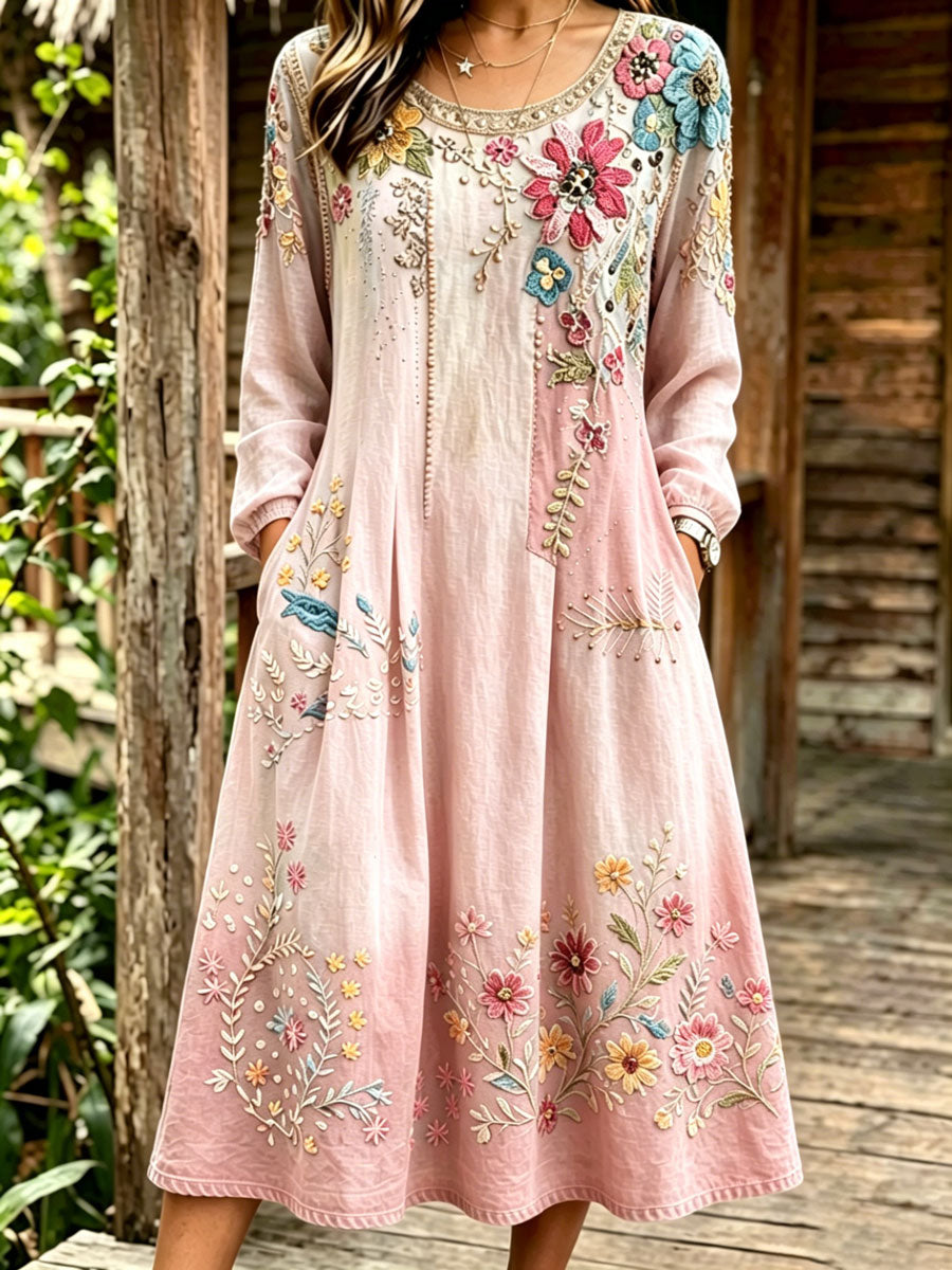 Women'S Casual Plant Flower Art Printed Art Dress