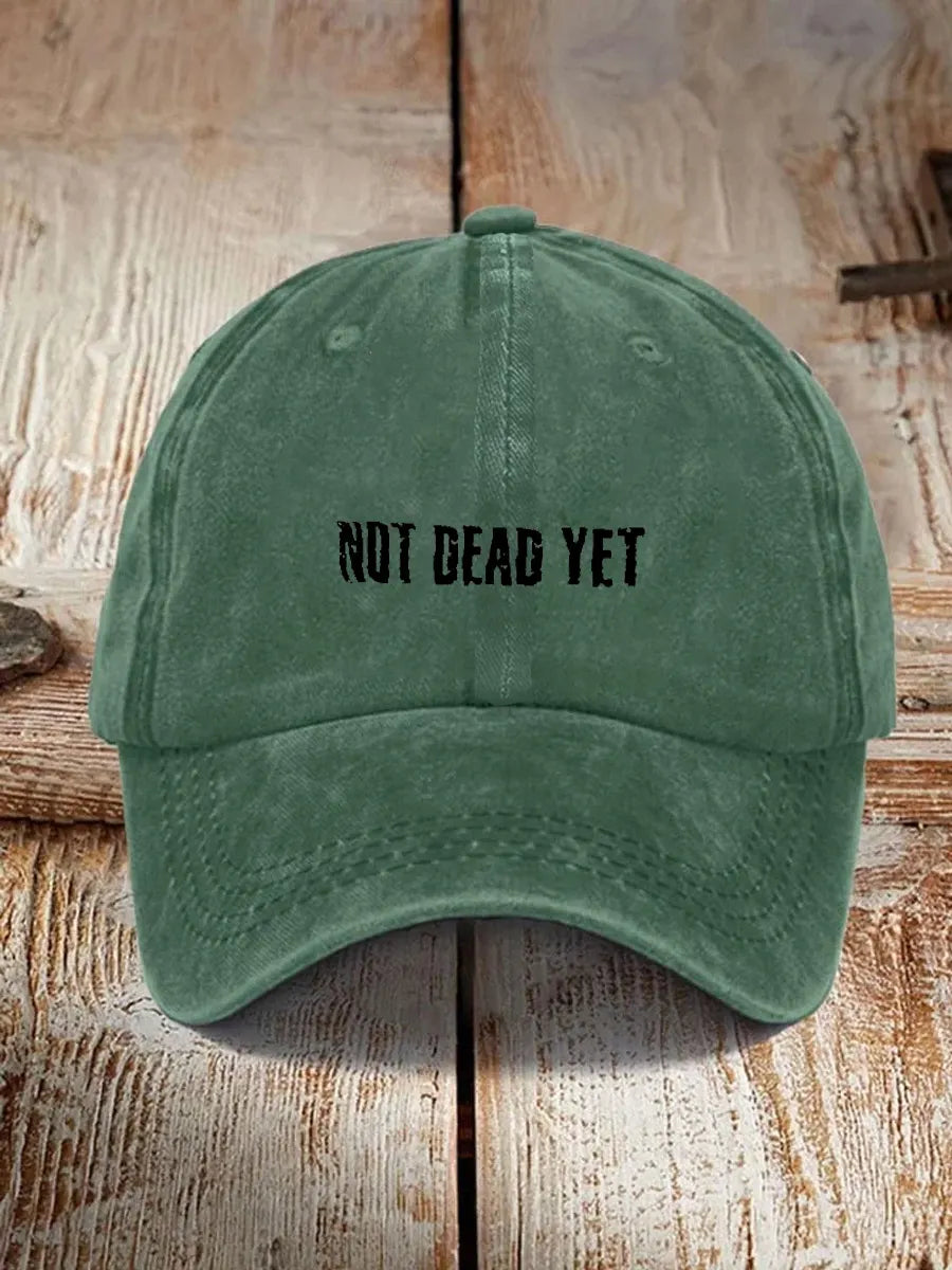 Not Dead Yet Pattern Washed And Distressed Hats