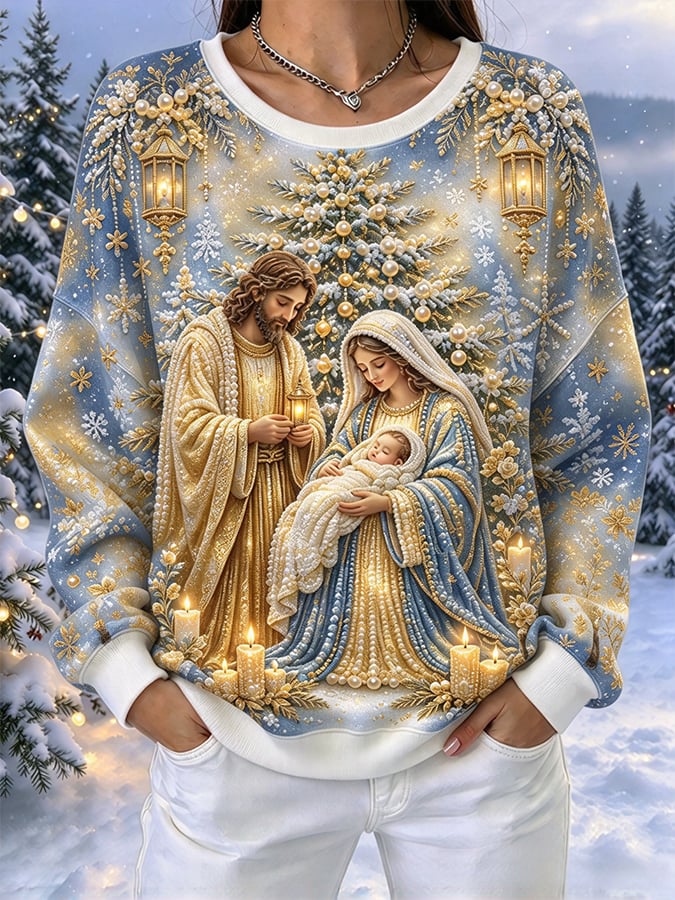 Women's Casual Printed Long-Sleeve Sweatshirt