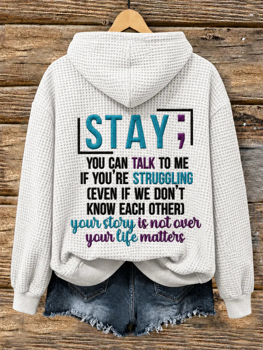 Women's Suicide Prevention Awareness Month Waffle-Knit Hoodie