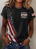 Women'S Independence Day Print Short-Sleeve Top