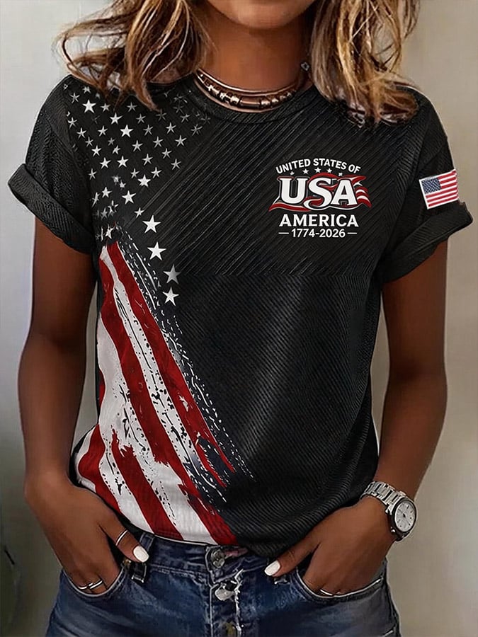 Women'S Independence Day Print Short-Sleeve Top