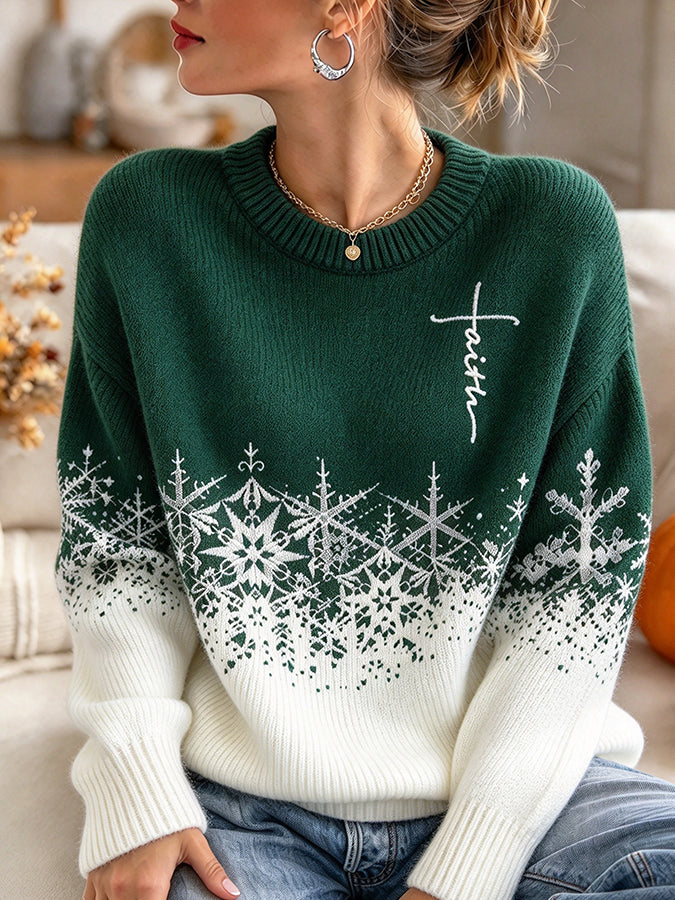 Women'S Christmas Print Casual Knit Top