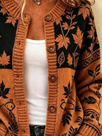 Women'S Casual Maple Leaf Knit Cardigan