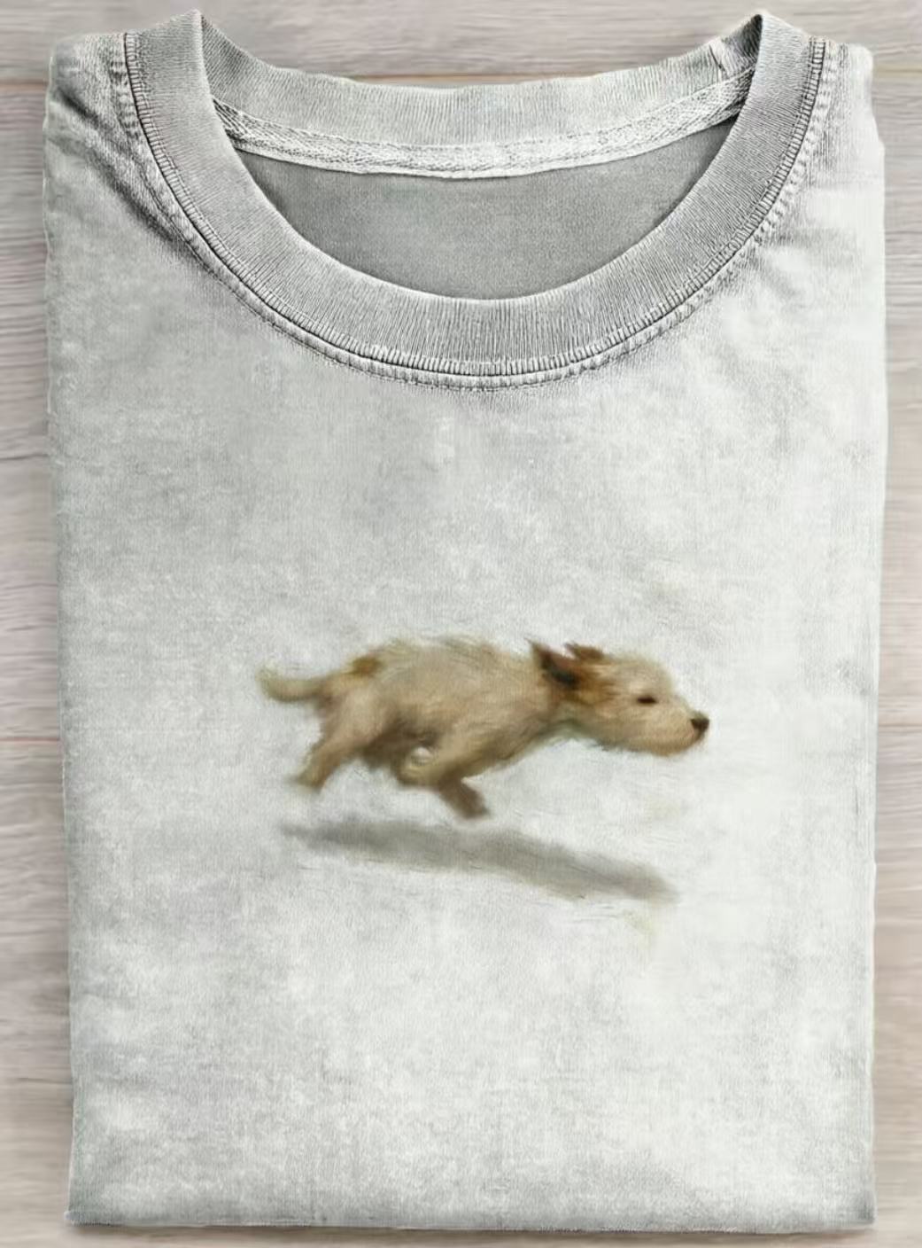 Funny Cute Running Dog Art Print Casual Cotton Short Sleeve T-shirt
