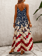Sling 250th Anniversary Color-Blocked Rose Print Pocket Maxi Dress