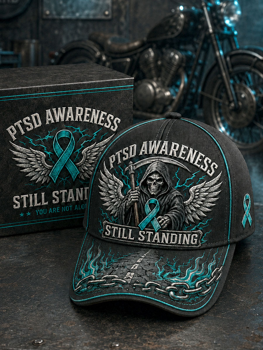 “Still Standing” PTSD Awareness Grim Reaper Wings Vintage Baseball Cap
