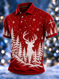 Men's Christmas Print Casual Polo Shirt