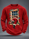 Men's Christmas Santa Claus Waffle Long Sleeve T-Shirt