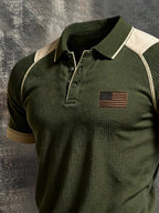 Men'S Retro Waffle-Knit Short-Sleeve T-Shirt With Contrast Patriot Design
