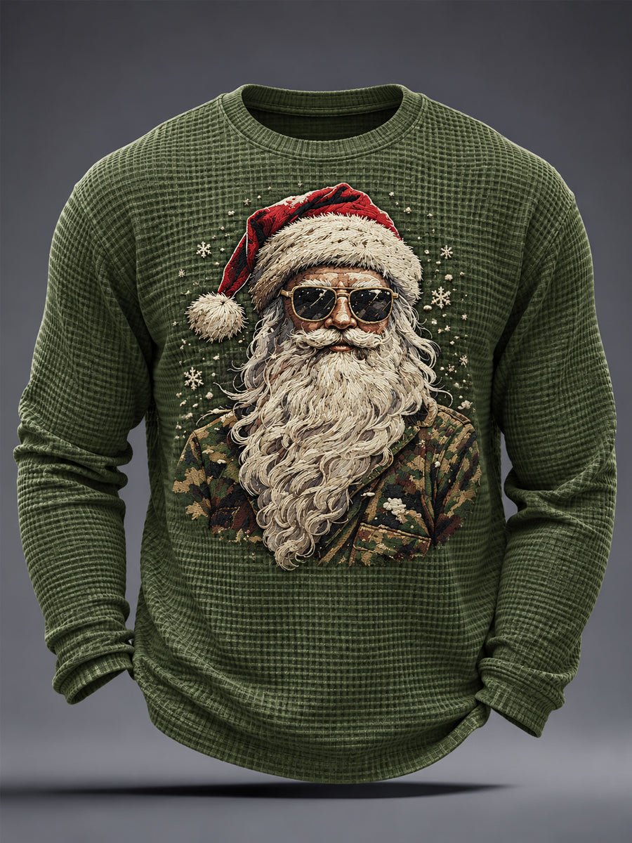 Men's Vintage Santa Claus Christmas Printed Casual Top