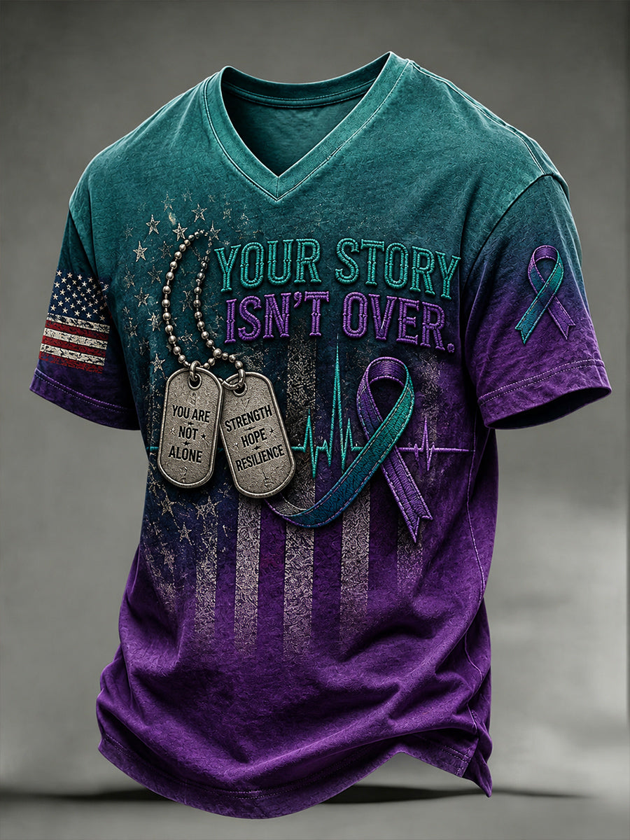 Men's Suicide Prevention Awareness Art Print Casual T-Shirt