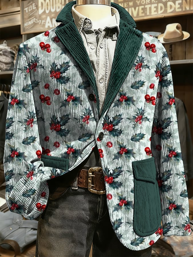 Men's Christmas Art Design Print Casual Coat