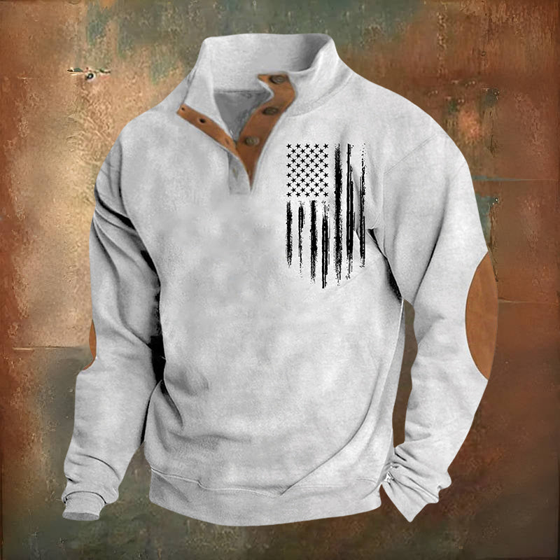 Men's Oversized Sweatshirt Long Sleeve Stand Collar Button Pullover