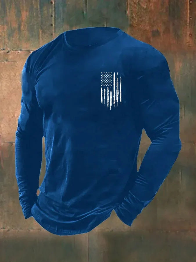 Men's Vintage Veterans Day Print Long Sleeve T-Shirt