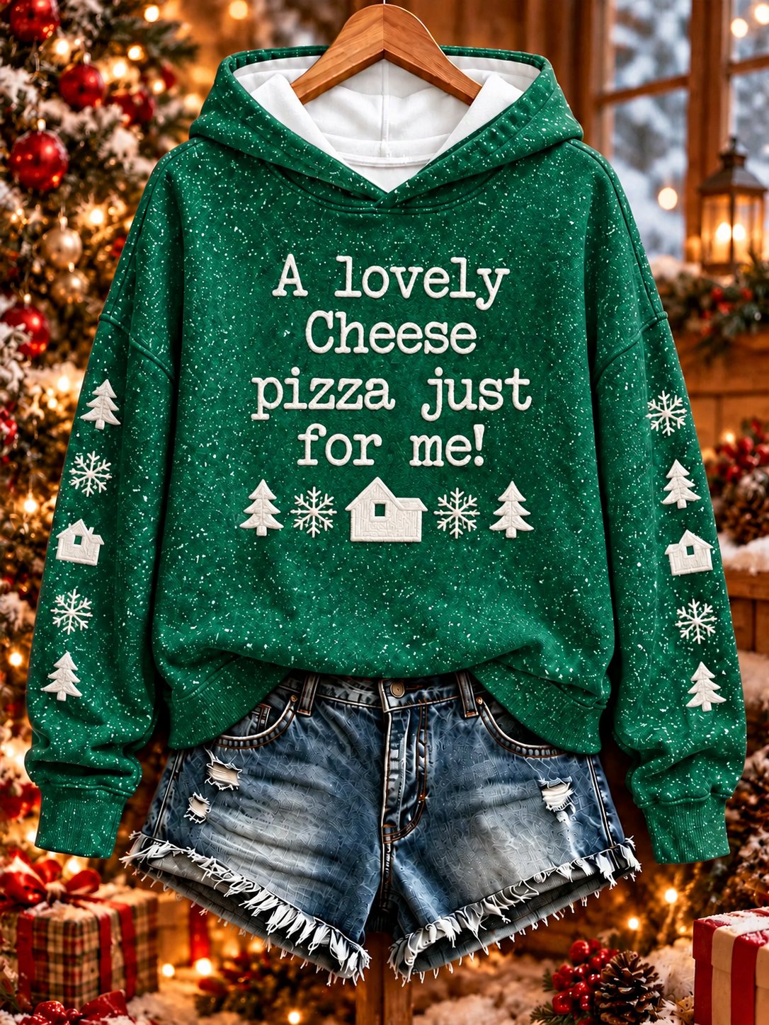 Women's A Lovely Cheese Pizza Just For Me! Print Sweatshirt
