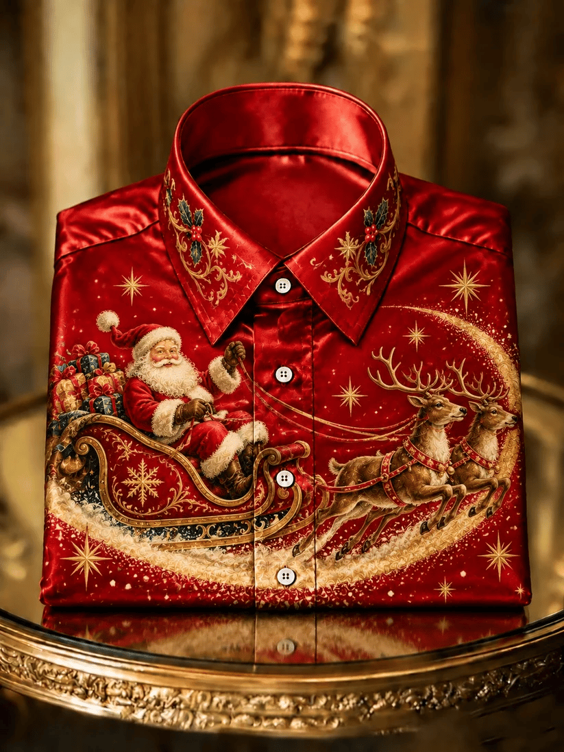 Luxuriöses Herren-Weihnachts-Langarmhemd