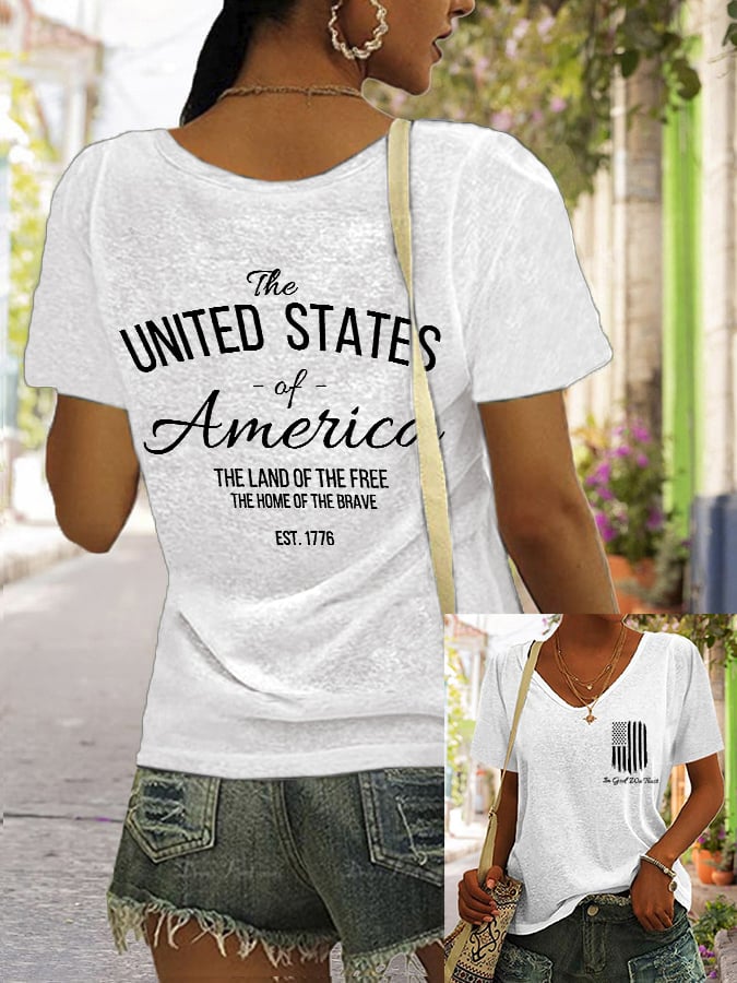 Women's In God We Trust Independence Day Print Casual T-Shirt
