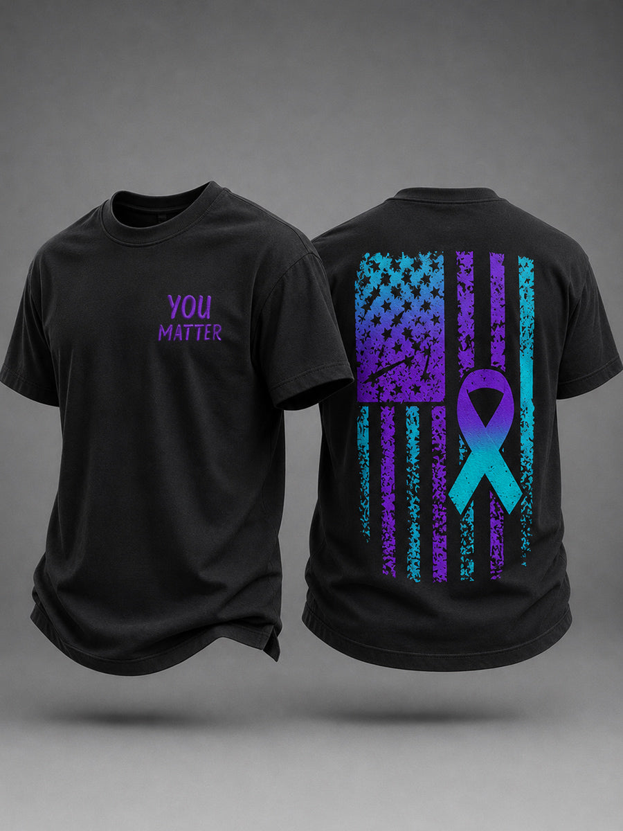 Men's Suicide Prevention Awareness Art Print Casual T-Shirt