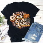 Leopard Print Fall Vibes Cotton T-Shirt