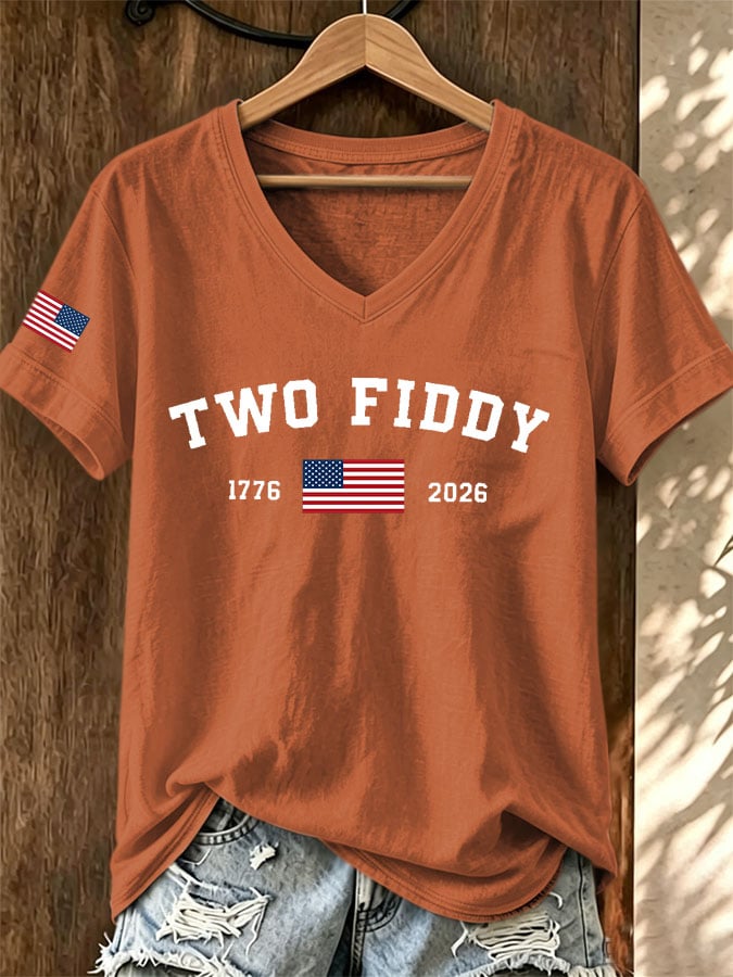 Women's Casual Two Fiddy Print Short-Sleeve T-Shirt
