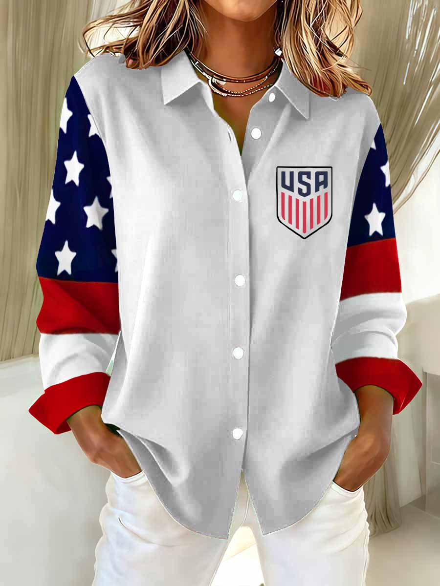 Women's US Flag Print Casual Shirt