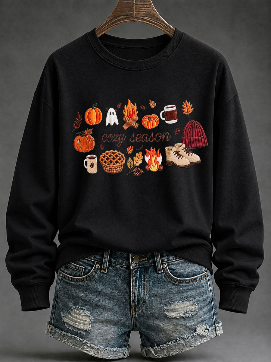 Women's Cozy Season Printed Casual Sweatshirt