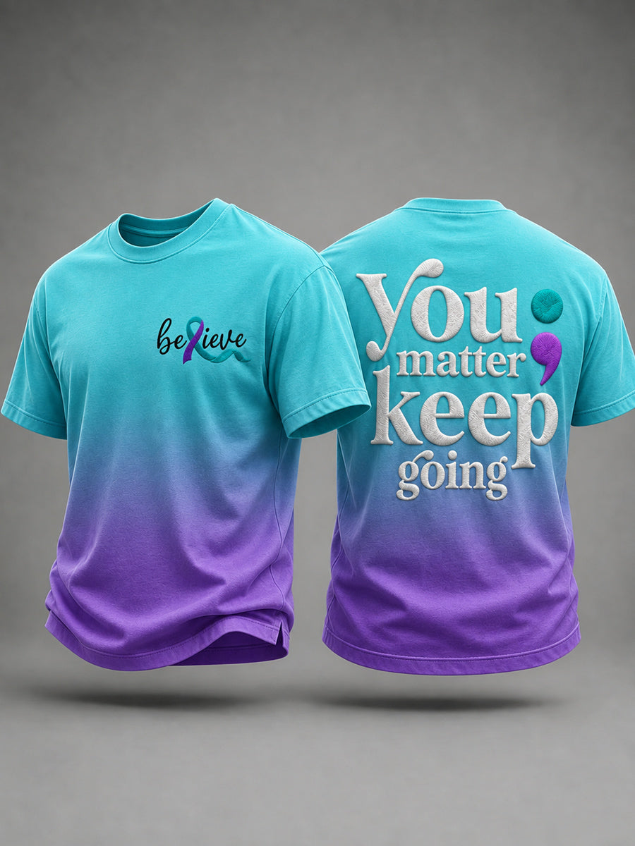 Men’s Suicide Prevention Awareness Printed T-Shirt