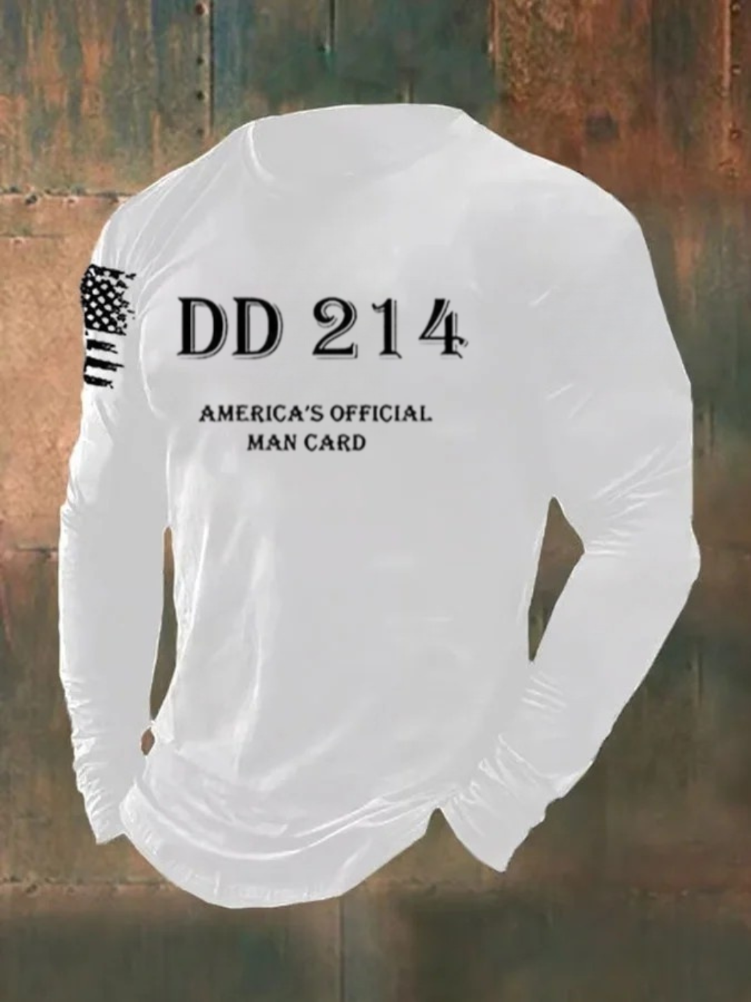 Men's DD214 America Official Man Card Print Casual Long Sleeve T-Shirt