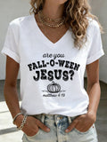 Women'S Fall-O-Ween Jesus Print T-Shirt