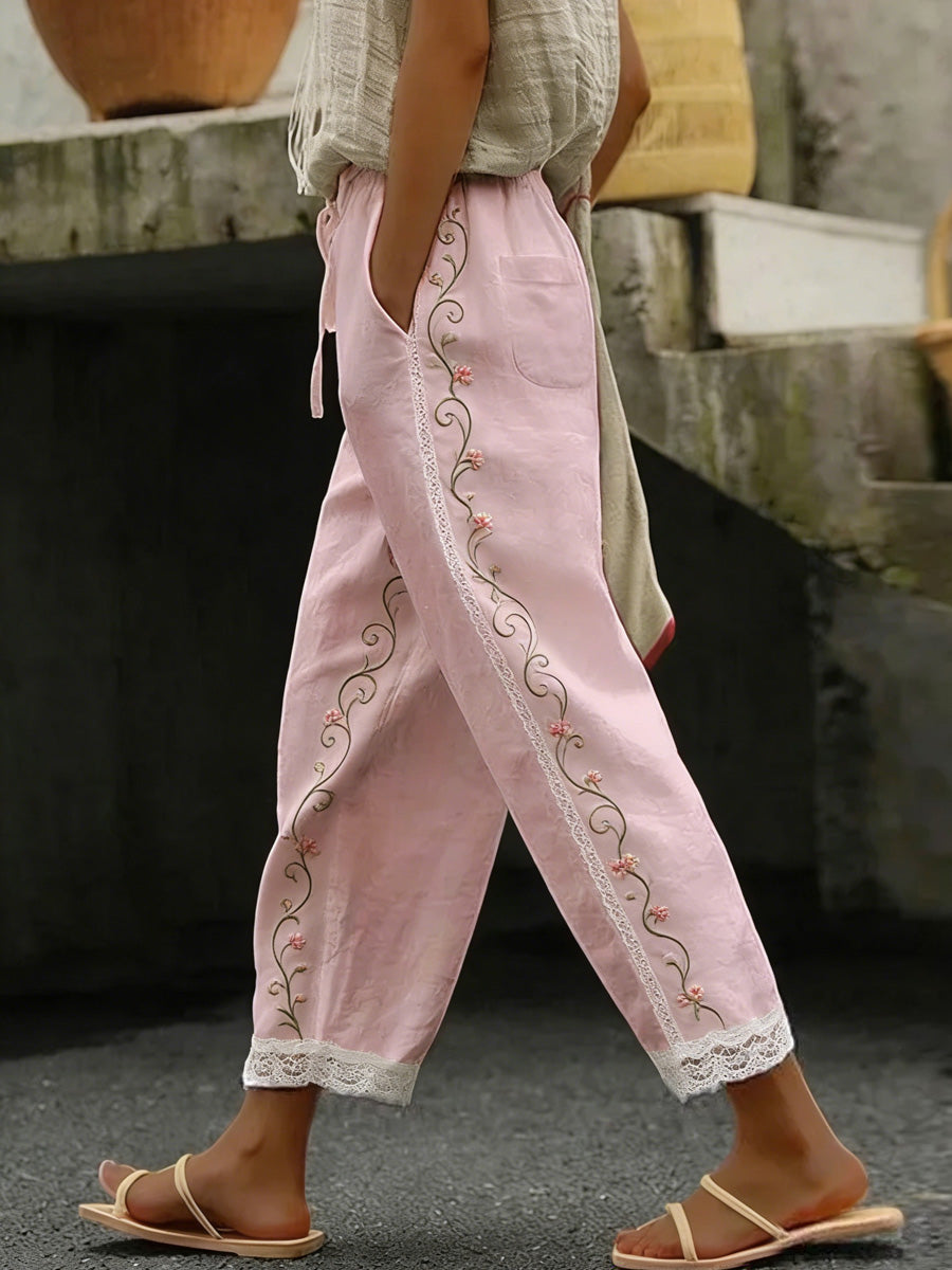 Women's Casual Floral Print Trousers