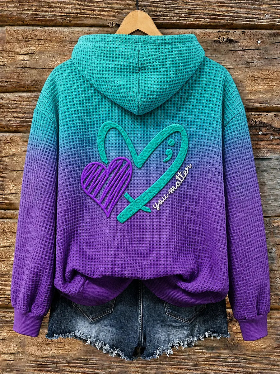 Women's Suicide Prevention Awareness Month Waffle-Knit Hoodie