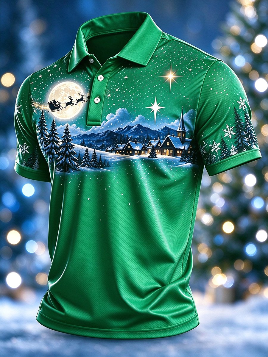 Lässiges Herren-Weihnachts-Polohemd mit kurzen Ärmeln