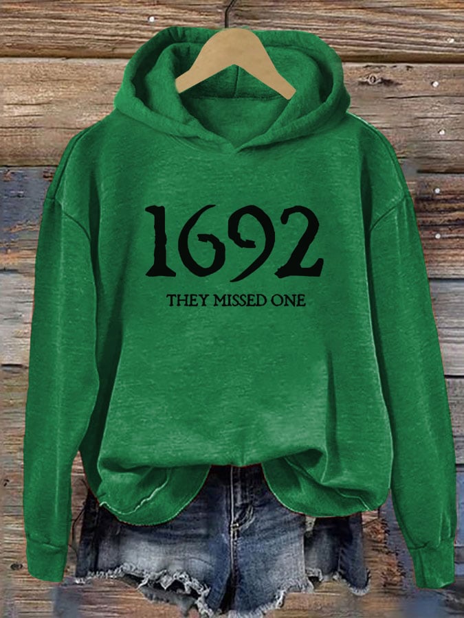 Women's 1692 They Missed One Salem Witch Printed Hoodie